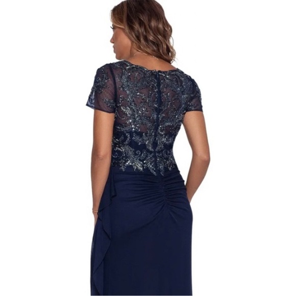 XSCAPE Long Beaded Top Sheer Matte Jersey Skirt Dress - Picture 5 of 15